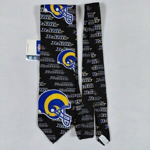 Vintage 1998 St Louis Rams NFL Silk Necktie Black Helmet Logo Ralph Marlin NWT